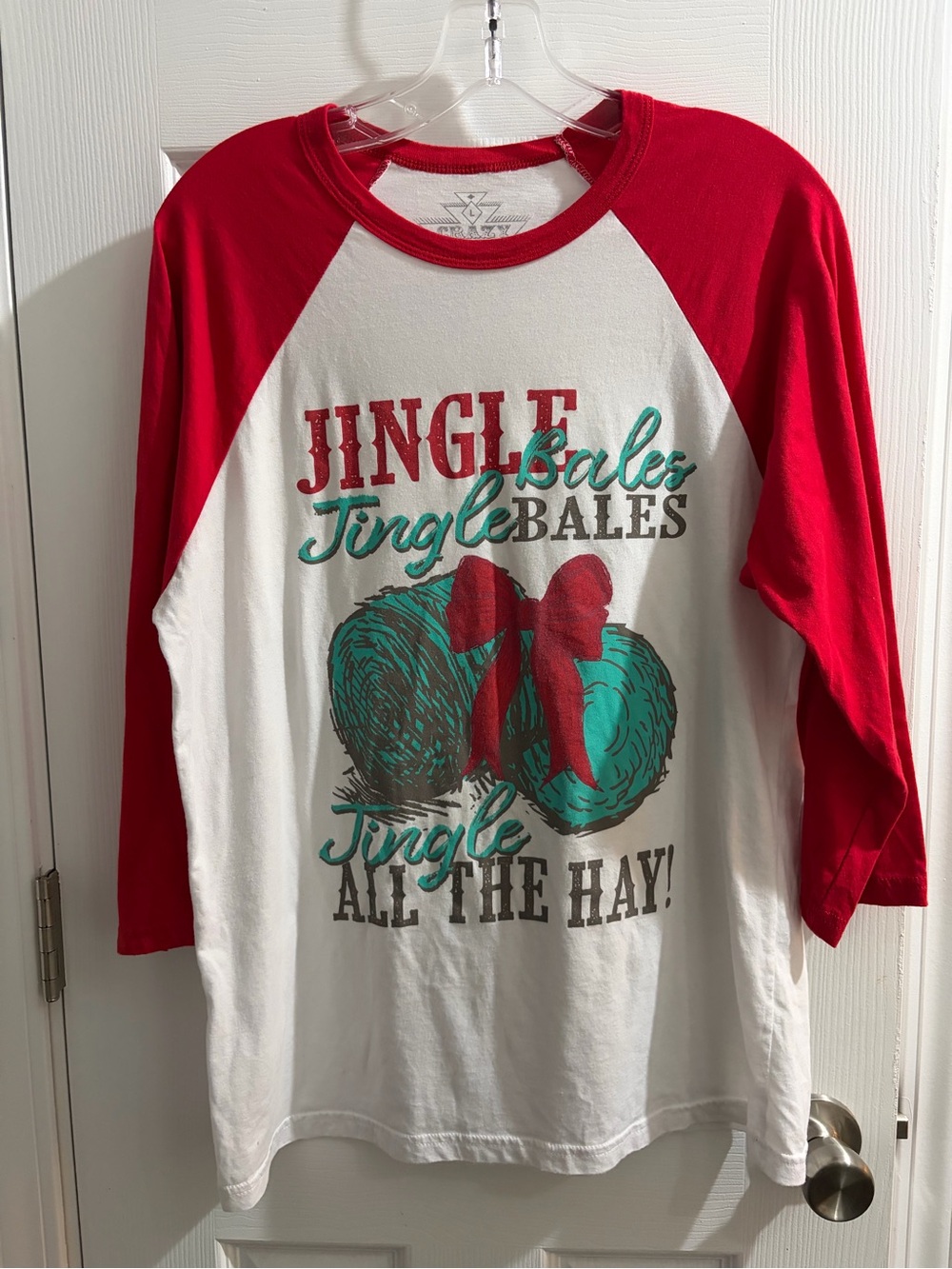 Crazy Train Red & White 'Jingle Bales' Raglan Top